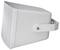 Weißer Lautsprecher mit Halterung zur Wandmontage, seitlich dargestellt. Geeignet für Innen- und Außenanwendungen.