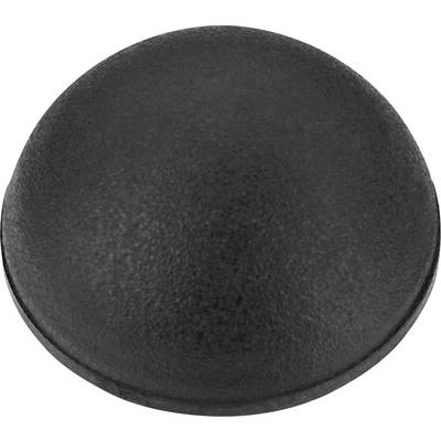 Eine schwarze, runde Gummikappe, verwendet als Schutz oder Abdeckung auf verschiedenen Oberflächen oder Möbelstücken.