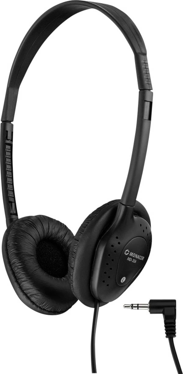Monacor MD-306  On Ear Kopfhörer kabelgebunden Stereo   Schwenkbare Ohrmuscheln