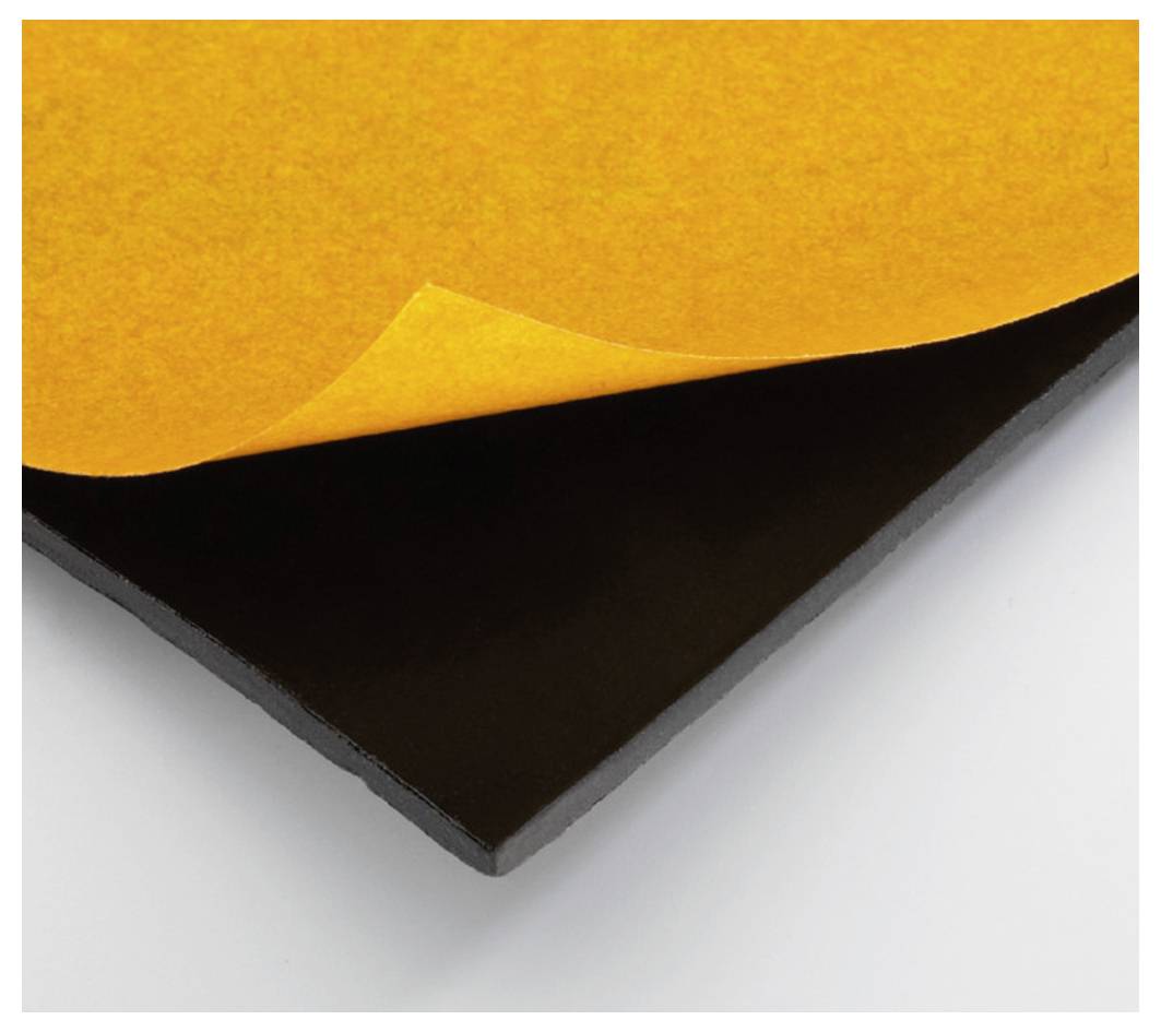 Ein schwarzes Blatt Papier mit orangefarbener Rückseite ist auf einer weißen Oberfläche dargestellt.