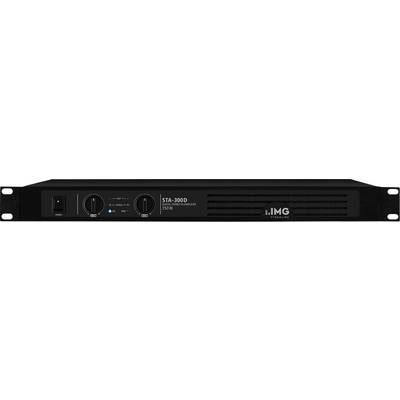 'IMG STU-300D' Vorderansicht: LED-Anzeigen, Bedienknöpfe, Belüftungsgitter links. Professionelle Audioendstufe für leistungsstarken Klang.