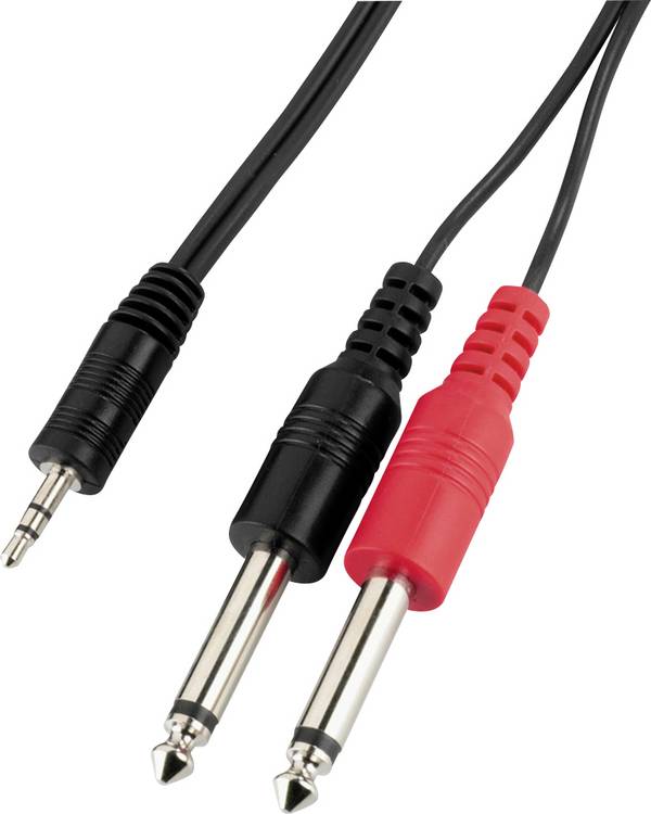 Monacor 0066800 Klinke Audio Adapterkabel [2x Klinkenstecker 6.3 mm (mono) - 1x Klinkenstecker 3.5 mm] 2 m Schwarz