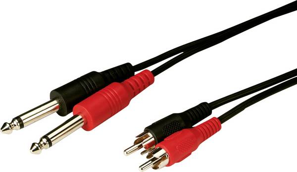 Monacor 0064970  Audio Verbindungskabel [2x Cinch-Stecker - 2x Klinkenstecker 6.3 mm (mono)] 1.5 m Schwarz