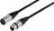 Zwei XLR-Kabel mit männlichen und weiblichen Steckern, verwendet zur Übertragung von Audiosignalen in professionellen Audiogeräten.