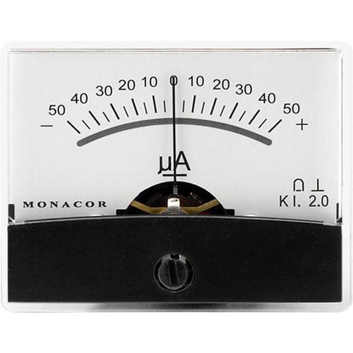 Monacor 0290450 PM-2/+-50UA PM-2/+-50UA Drehspul-Einbauinstrument, 0,05 mA