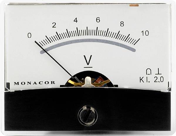 Monacor 0290520 PM-2/10V PM-2/10V Drehspul-Einbauinstrument, 10 V   Drehspule