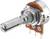 Ein Drehpotentiometer mit drei Anschlüssen zur Widerstandseinstellung in elektronischen Geräten.