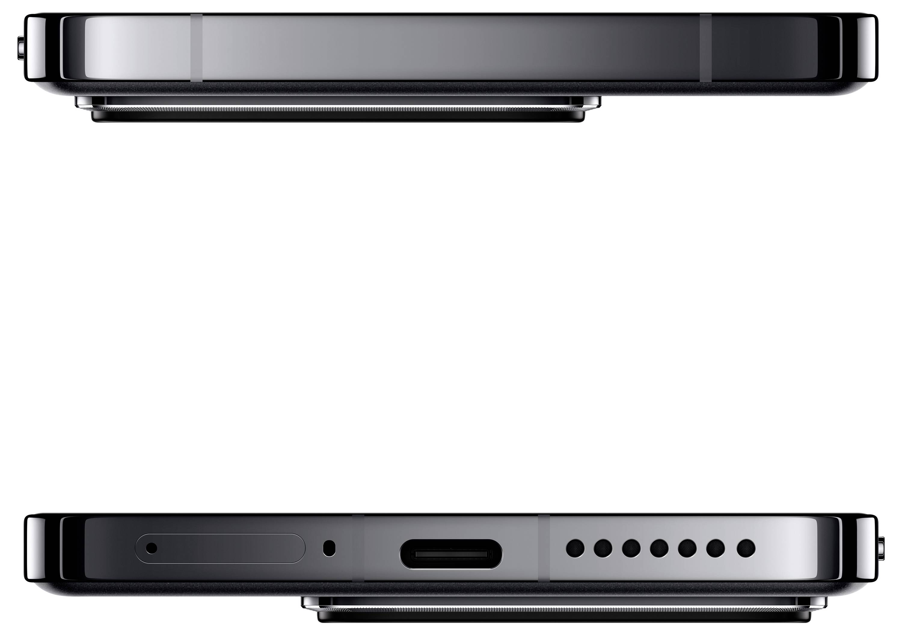 Zwei Ansichten eines Smartphones: Oben zeigt die Oberkante mit Kameralinse, unten zeigt die Unterkante mit Ladeanschluss und Lautsprechergittern.