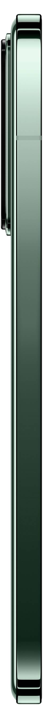 Ein grünes Smartphone von der Seite, schlank und modern gestaltet.