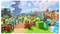 Bunte, virtuelle Landschaft mit Brücken, Flüssen und Pflanzen unter blauem Himmel. Stil erinnert an Videospielumgebungen.