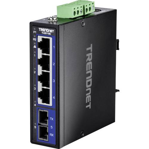 TRENDnet TI-G51SC 5-Port Gigabit Switch Industrial DIN-Rail mit MM SC-Port