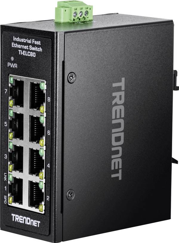 TRENDnet TI-ELC80 8-Port Ethernet Mini Switch Industrial DIN-Rail