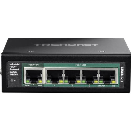 TRENDnet TI-B541 5-Port DIN-Rail Switch, PoE++ Powered mit PoE Pass-Through