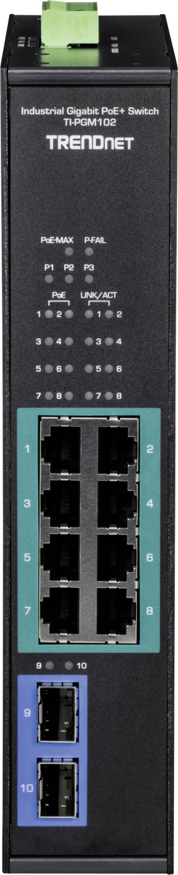 TRENDnet TI-PGM102 10 Port Rail Switch  Industrial Gigabit PoE+