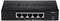 Schwarzer Netzwerk-Switch mit fünf Ethernet-Ports, nummeriert von 1 bis 5, und einer Stromversorgungsbuchse mit der Aufschrift '48V'.