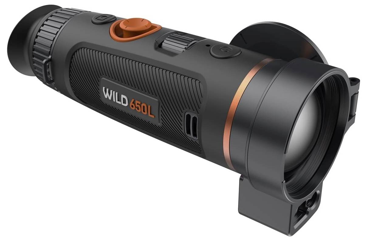 'WILD 650L' Wärmebildkamera mit markantem Objektiv und mehreren Bedienelementen. Sorgt für klare Sicht bei Nacht und schlechter Sicht.