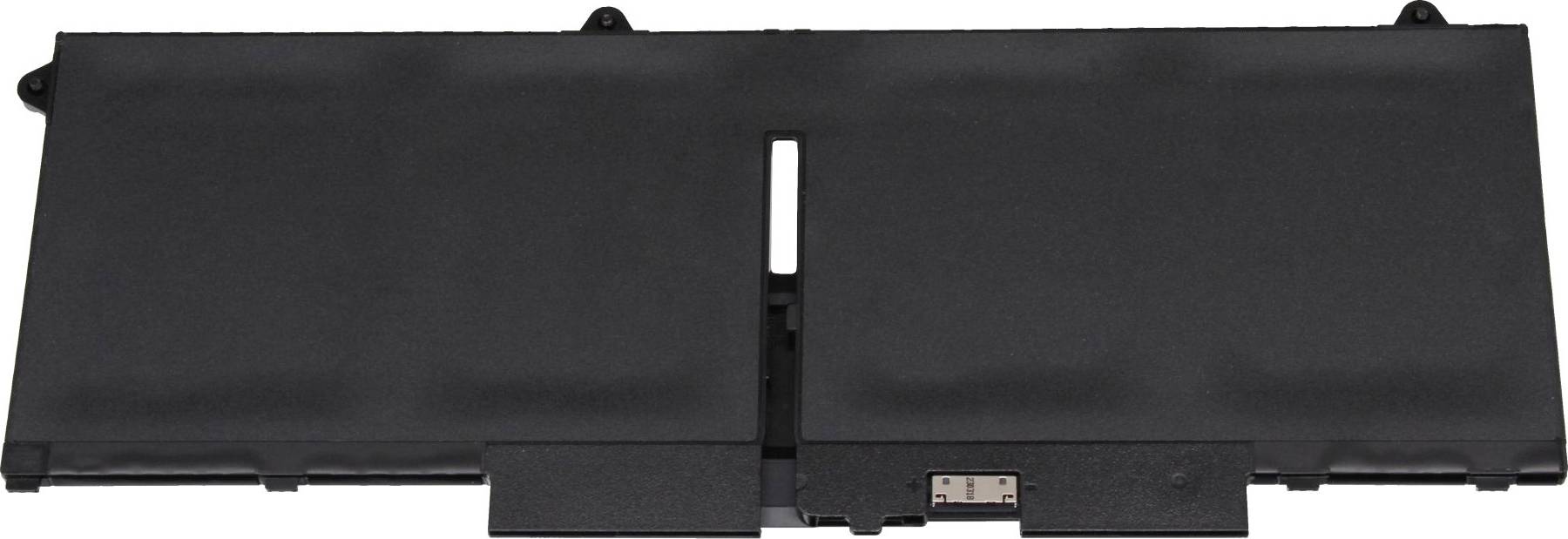 Schwarzer Laptop-Akku in rechteckiger Form mit zentralem Verbindungspunkt unten; geeignet für Hochleistungs-Laptops.