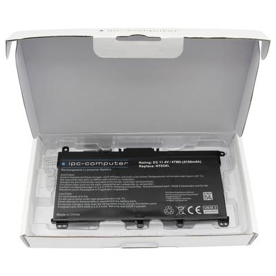 Lithium-Polymer-Akku in weißer Kartonverpackung. Beschriftung zeigt technische Details und Warnhinweise.