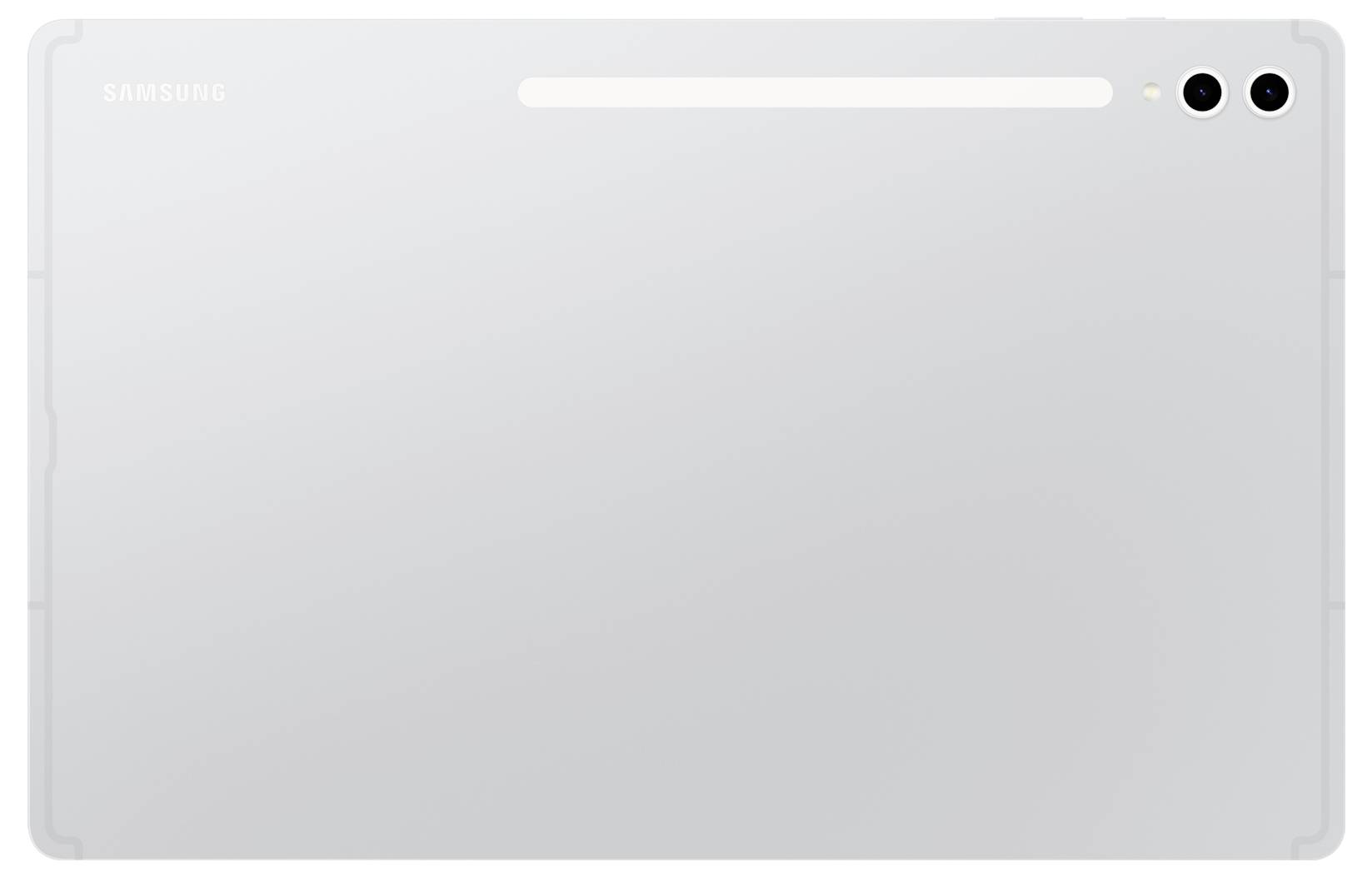 Rückseite eines weißen Tablets mit zwei Kameraobjektiven oben rechts.