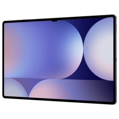 Ein modernes Tablet mit einem Bildschirm, der sanfte Farbverläufe in Blau und Rosa zeigt.