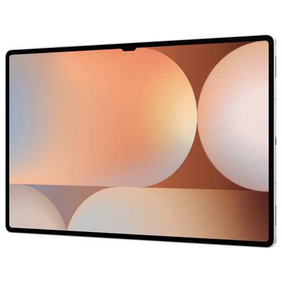 Ein Tablet mit einem großformatigen Display zeigt eine abstrakte Grafik mit warmen Farben und geometrischen Formen.
