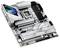 Ein silbernes Mainboard mit Platz für RAM-Module und eine CPU. Links oben ist ein beleuchtetes Logo mit der Aufschrift 'STRIX Z690'.