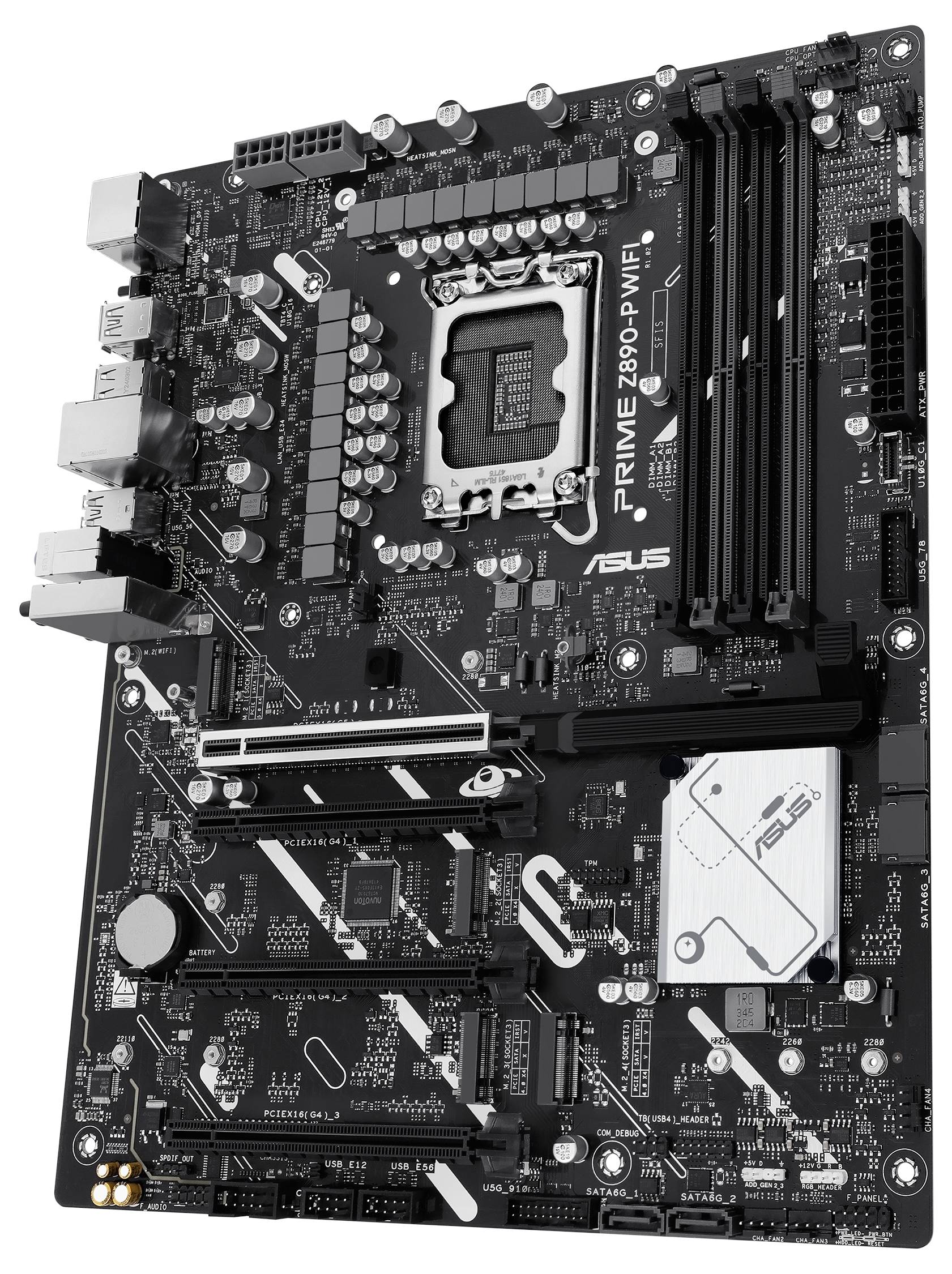 Schwarzes Computer-Motherboard 'ASUS Prime Z690-P WiFi' mit mehreren Anschlüssen und Steckplätzen zur Installation von Computerkomponenten.