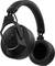 Schwarze Over-Ear-Kopfhörer mit gepolsterten Ohrmuscheln und verstellbarem Bügel. Elegant und modern gestaltet.