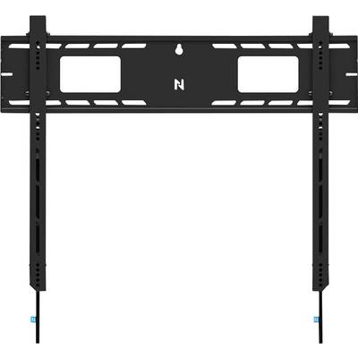 Wandhalterung für Fernseher oder Monitor, schwarz, flaches Design, zwei vertikale Schienen zur Befestigung.