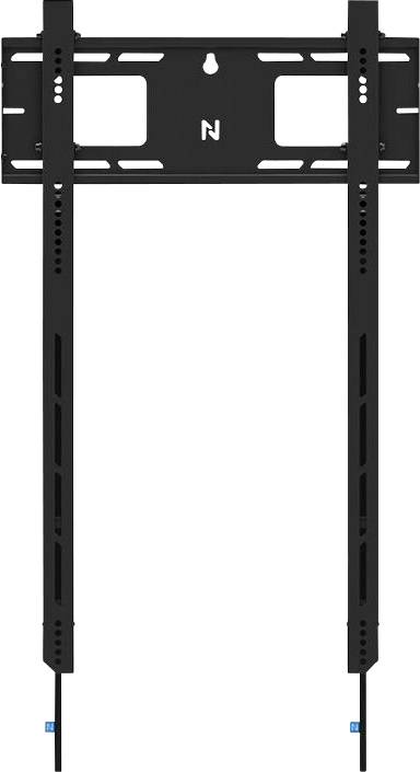 TV-Wandhalterung aus Metall in Schwarz, mit zwei vertikalen Schienen und einer horizontalen Platte zur Befestigung.