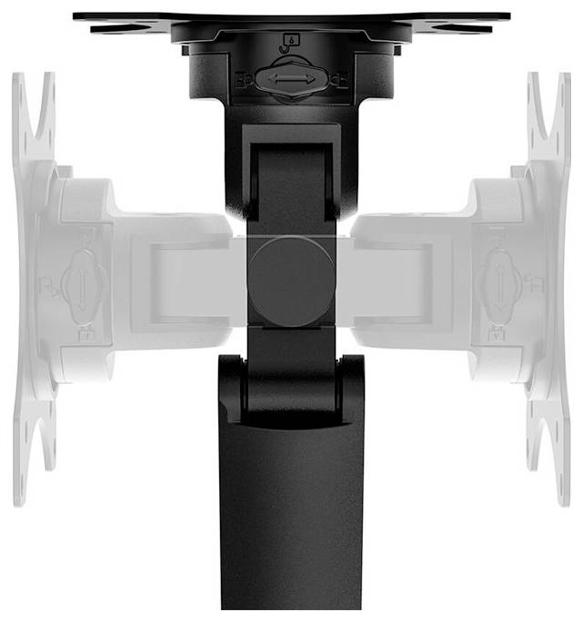 Monitorhalterung in schwarz und metallisch grau, mit beweglichem Arm für flexible Anpassung der Bildschirmposition.