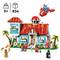 Ein LEGO-Strandhaus-Set mit Palmen, Figuren und einem fliegenden Auto. Angegebenes Alter: 9+, Bauteile: 834.