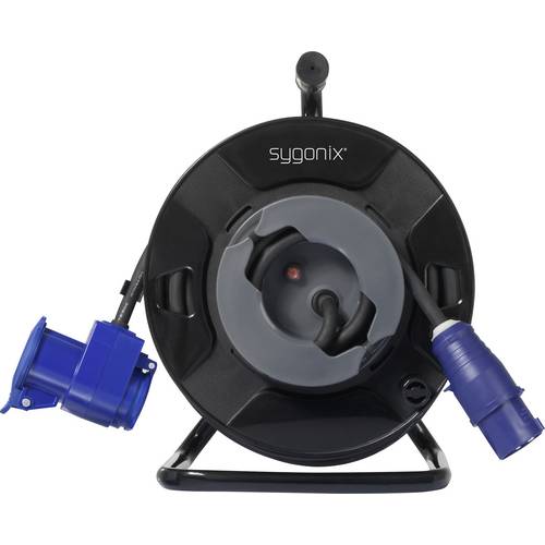 Sygonix SY-6684366 Kabeltrommel 25 m Schwarz CEE-Cara-Stecker