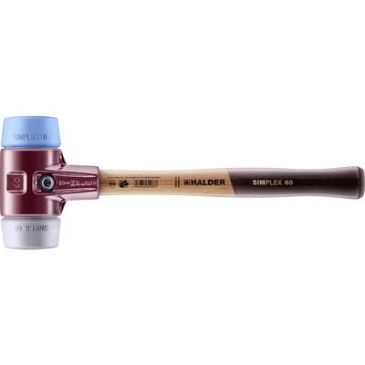 Hammer mit blauem und grauem Schlagkopf, braunem Griff und Markierung 'SIMPLEX 60' von Hersteller 'HALDER'.
