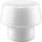 Ein weißer, zylindrischer Kunststoffknopf mit breiterer, flacher Oberseite und schmalerem Sockel.