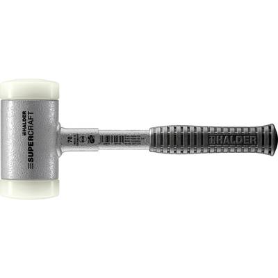 Abbildung eines Supercraft-Gummihammers von Halder mit weißem Kopf und grauem metallischen Griff. Geeignet für präzises Klopfen.