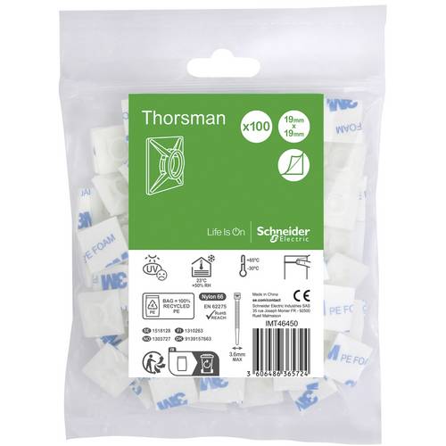 Selbstklebender Sockel fuer Kabelbinder max 3,6mm Breite VPE: 100 Stück klar Schneider Electric Inhalt: 100 St.