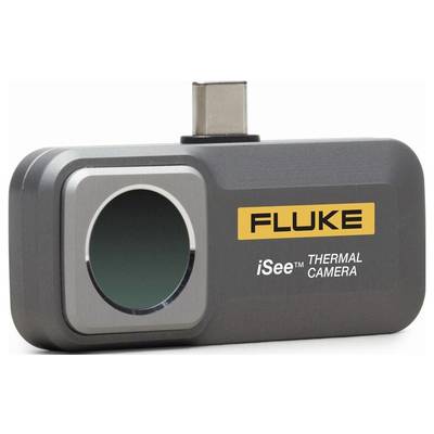 Kompakte Wärmebildkamera mit USB-C-Anschluss und der Aufschrift 'Fluke iSee Thermal Camera'. Ideal für mobiles Wärmemanagement.