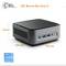 'CSL Narrow Box Core i3 Mini-PC, Maße: 130 mm x 130 mm x 55 mm, mit Intel Core i3 Prozessor. Vorderseite mit Anschlüssen sichtbar.'