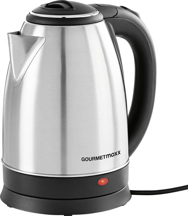 GourmetMaxx  Wasserkocher schnurlos Edelstahl, Schwarz Fassungsvermögen: 1.8
