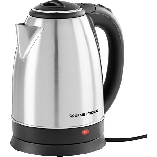 GourmetMaxx Wasserkocher schnurlos Edelstahl, Schwarz Fassungsvermögen: 1.8