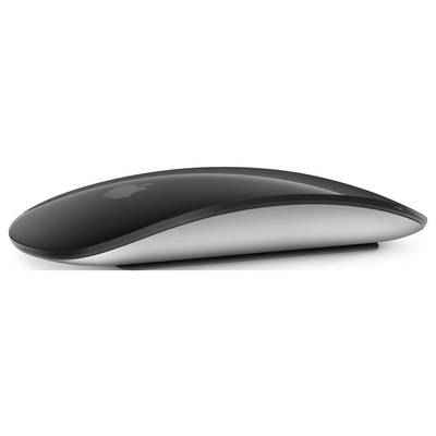 Schwarze, stromlinienförmige Computermaus mit silbernem Boden, drahtloses Design, geeignet für präzises Arbeiten und Navigation.