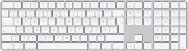 Apple Magic Keyboard Touch ID NumKey Bluetooth® Tastatur Deutsch, QWERTZ, Mac Weiß Wiederaufladbar, Fingerabdruckleser, mit numerischer Tastatur