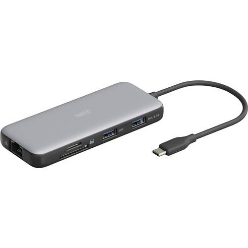 Digitus USB-C® Dockingstation DA-70914 inkl. Ladefunktion, integrierter Kartenleser, USB-C® Power Delivery
