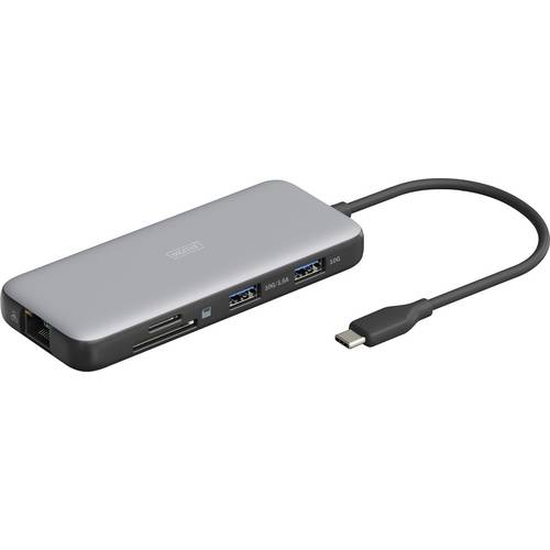 Digitus USB-C® Dockingstation DA-70915 inkl. Ladefunktion, integrierter Kartenleser, USB-C® Power Delivery