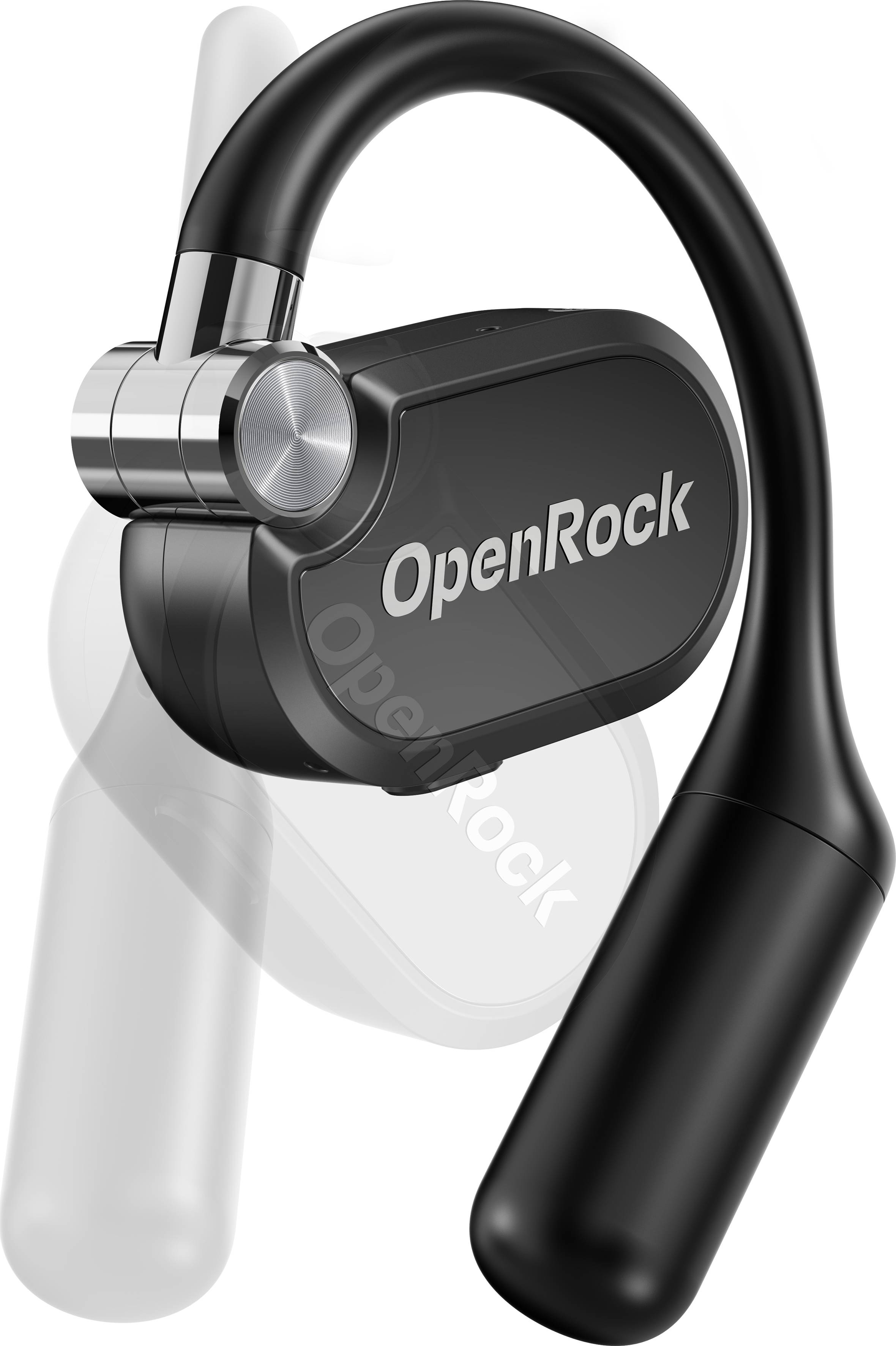 Kabelloser Ohrhörer von OpenRock, formstabil mit flexiblem Ohrbügel-Design für sicheren Halt beim Sport.