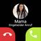 'Eingehender Anruf von Mama' wird auf einem Smartphone-Bildschirm angezeigt, mit roten und grünen Schaltflächen zum Annehmen oder Ablehnen.