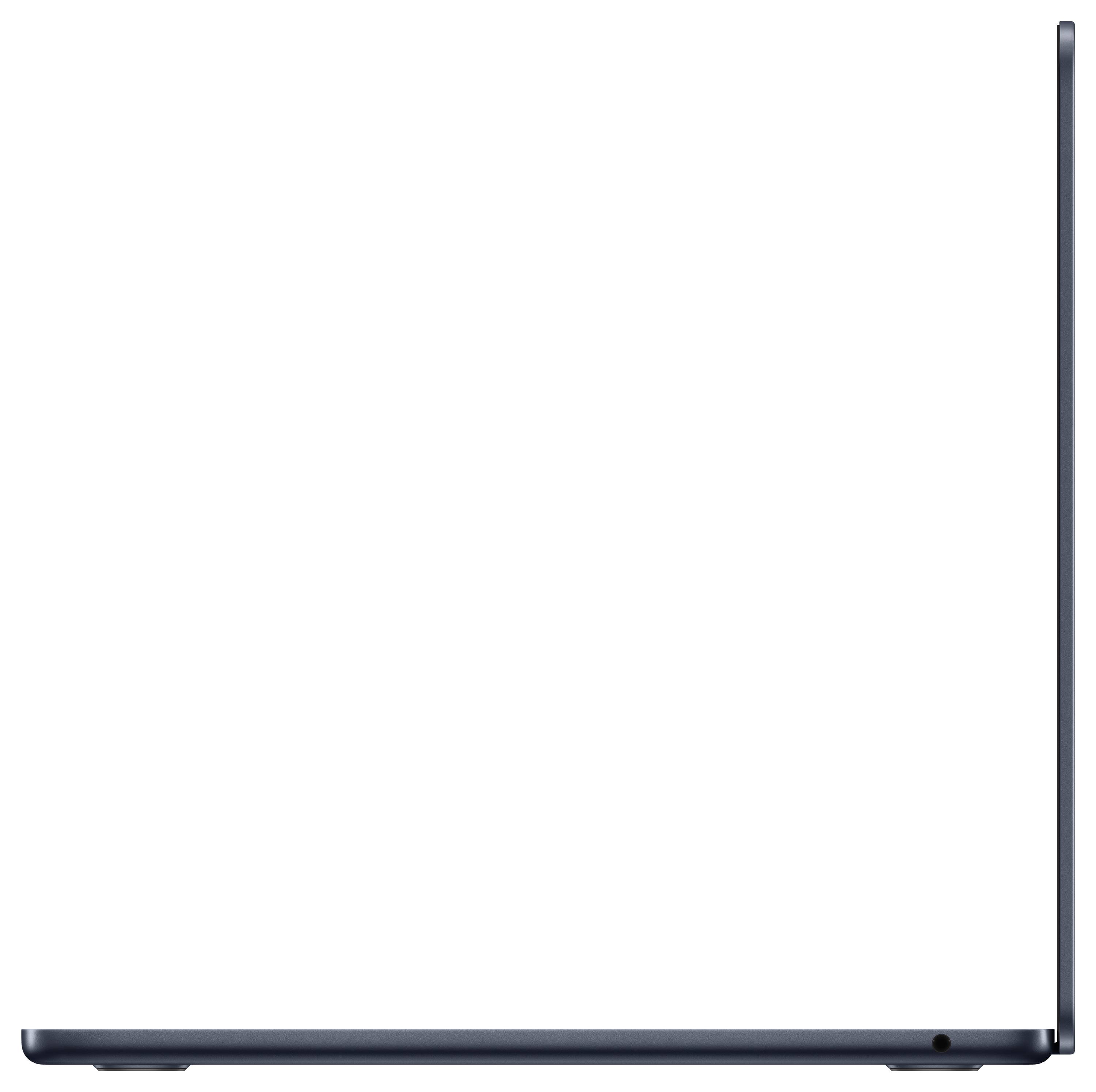 Ein schlanker, seitlich gezeigter Laptop, geöffnet in einem 90-Grad-Winkel, mit einem minimalistischen Design auf weißem Hintergrund.