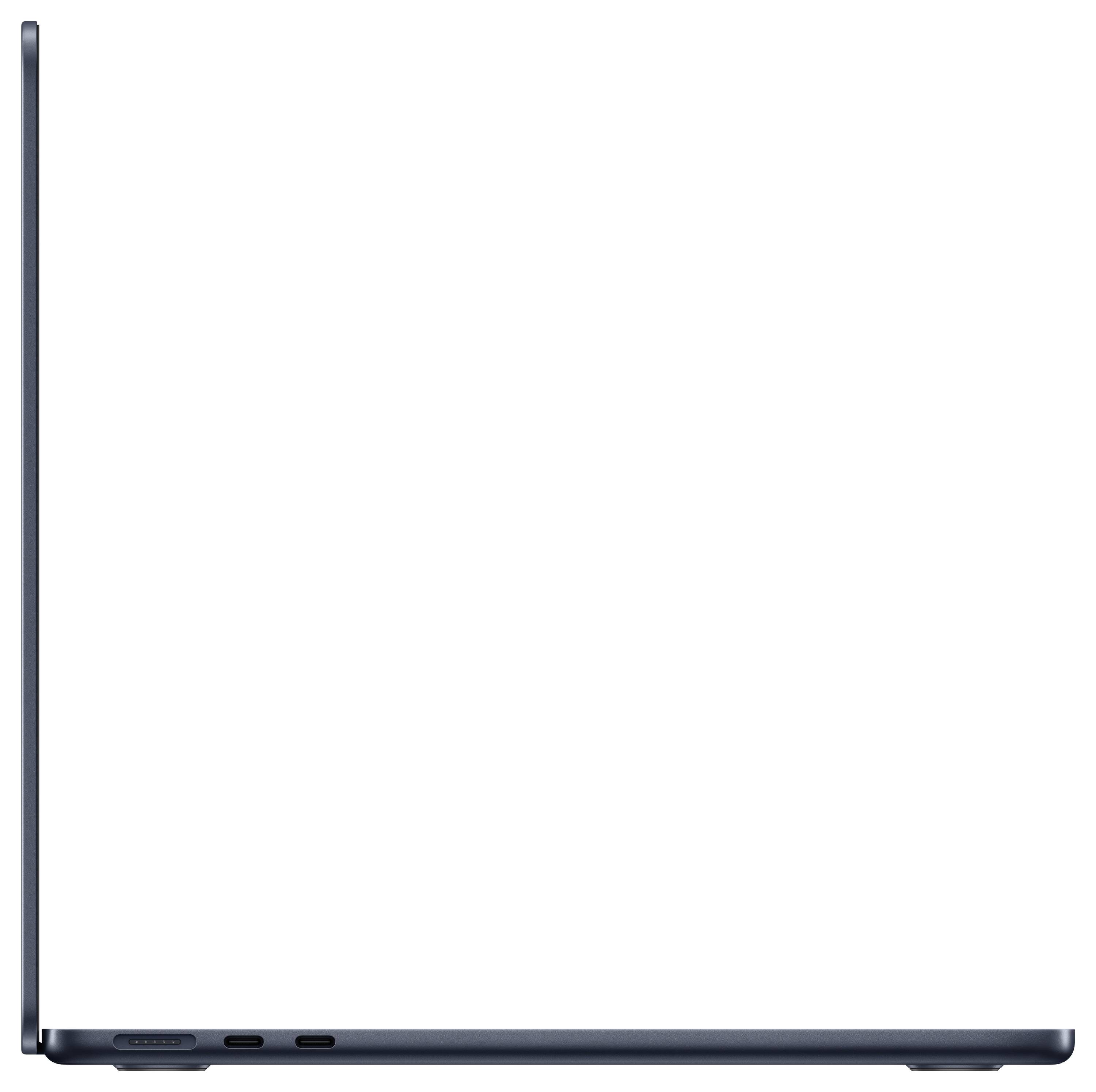 Schlanker Laptop in Seitenansicht, zeigt dünnes Design und Anschlüsse auf der linken Seite.