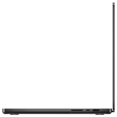 Ein seitlich geöffneter Laptop zeigt seine schlanke Bauweise und vielfältige Anschlussmöglichkeiten auf der linken Seite.